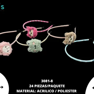 DIADEMA FORRADA 3081-8 24 PZ/PQT MULTICOLOR