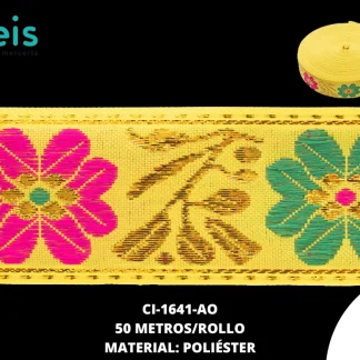 GALON LUREX DORADO 4.0 CM REF: GAF-200 AMARILLO 50 METROS/ROLLO