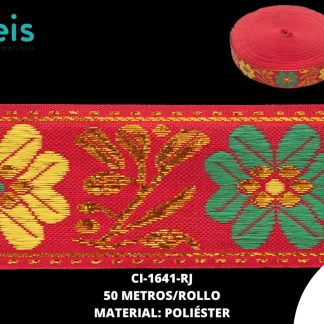 GALON LUREX DORADO 4.0 CM REF: GAF-200 ROJO 50 METROS/ROLLO