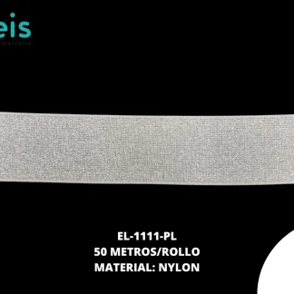 ELASTICO LUREX 2.5CM PLATA ROLLO 50 MTS