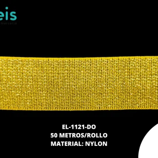 ELASTICO LUREX 4CM DORADO ROLLO 50 MTS