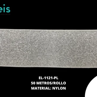 ELASTICO LUREX 4CM PLATA 4CM ROLLOS 50 MTS