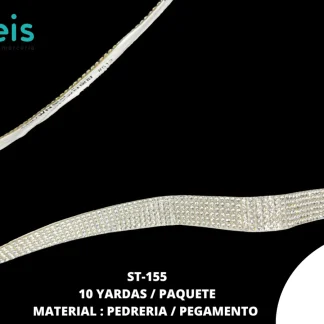 STRASS PIEDRA A CON PEGAMENTO 6 LINEAS ST-155 10 YDS/PQT CRISTAL