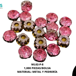 REMACHES METAL PIEDRA COSTURA WL02-P-8 8mm 1000 PZ/PQT ROSA