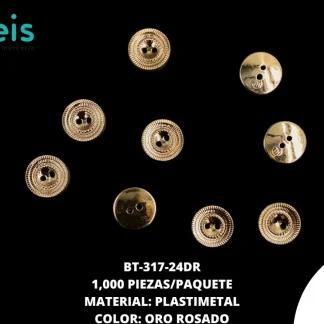 BOTON DORADO 2H 24L BT-317-24DR 1000 PZ/PQT ORO ROSADO