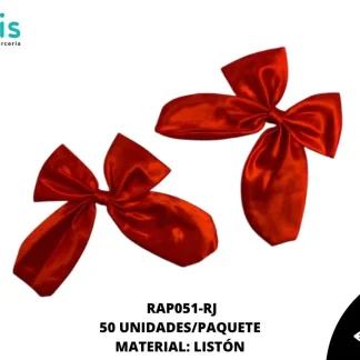 ACCESORIOS MOÑOS LISTON SATINADO RAP051-RJ 50 PZ/PQT ROJO