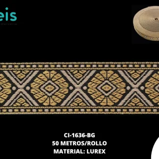 GALON LUREX DORADO 2.5 CM REF: GAR-100 BEIGE 50 METROS/ROLLO