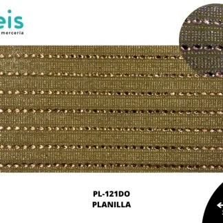 PEDRERIA PLANILLAS OVALOS Y PIEDRA FINA PL-121DO 24cmX40cm DORADO