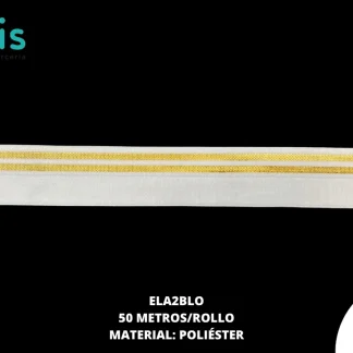 ELASTICO 2 LINEAS BLANCO-ORO 2 CM 50 MTS/ROLLO